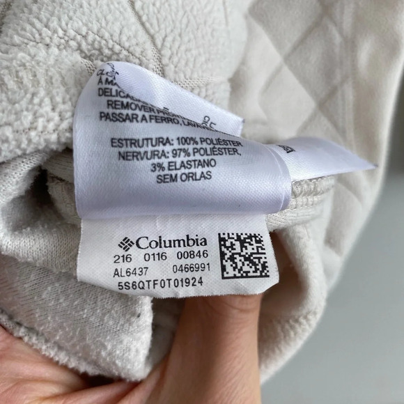 COLUMBIA Cream 1/4 Zip Fleece Diamond Patterned Sweater Size XS - Picture 14 of 14